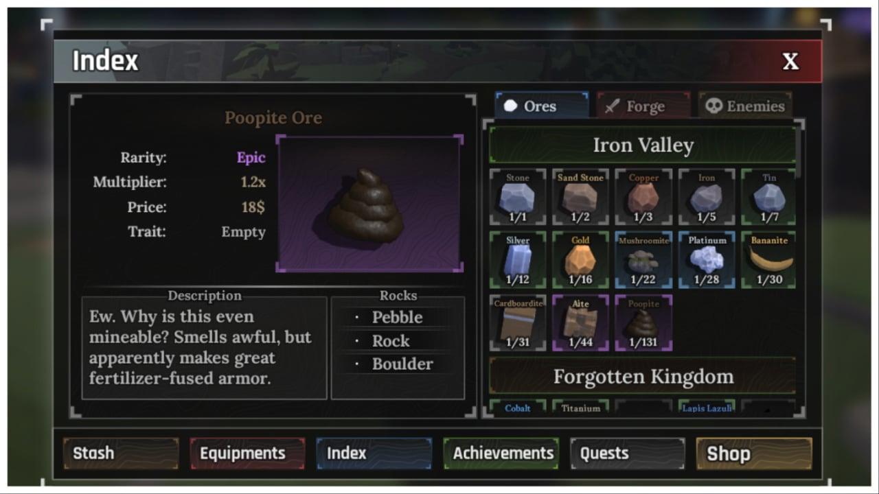 The Forge: Stonewakes — Cross Index về Quặng và Kẻ Thù