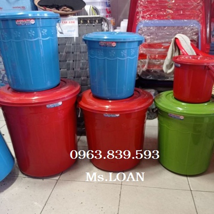 Thùng nhựa tròn có nắp, xô nhựa, thùng đựng gạo rẻ / 0963 839 593 Ms.Loan